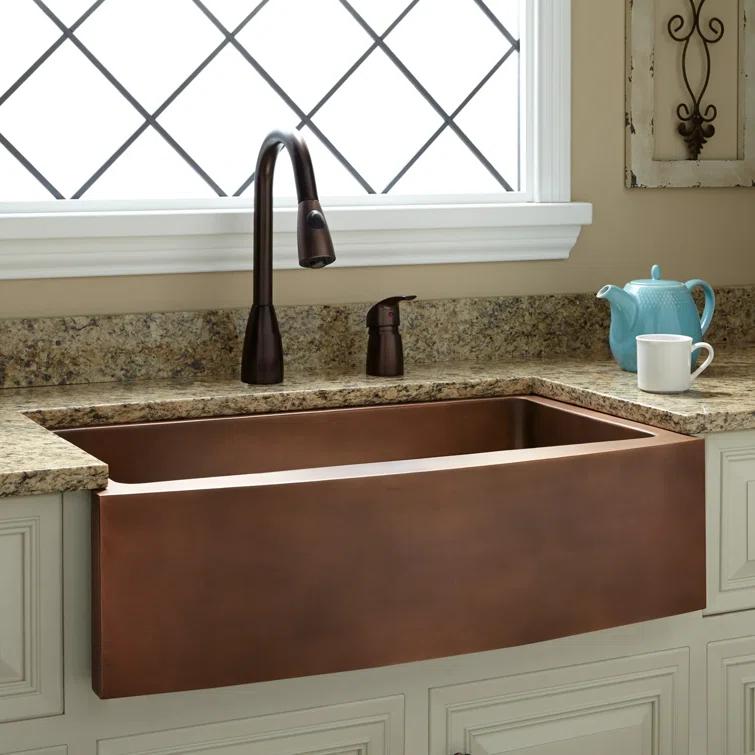 33" Kiana Curved Apron Copper Farmhouse Sink