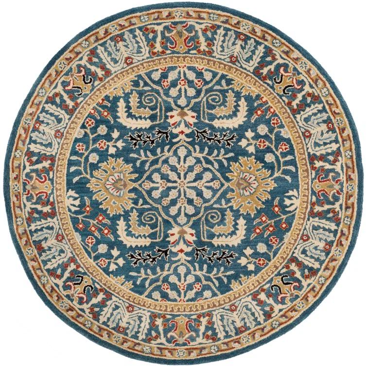 Antiquity AT64 Hand Tufted Area Rug - Dark Blue/Multi - 8' round - Safavieh.