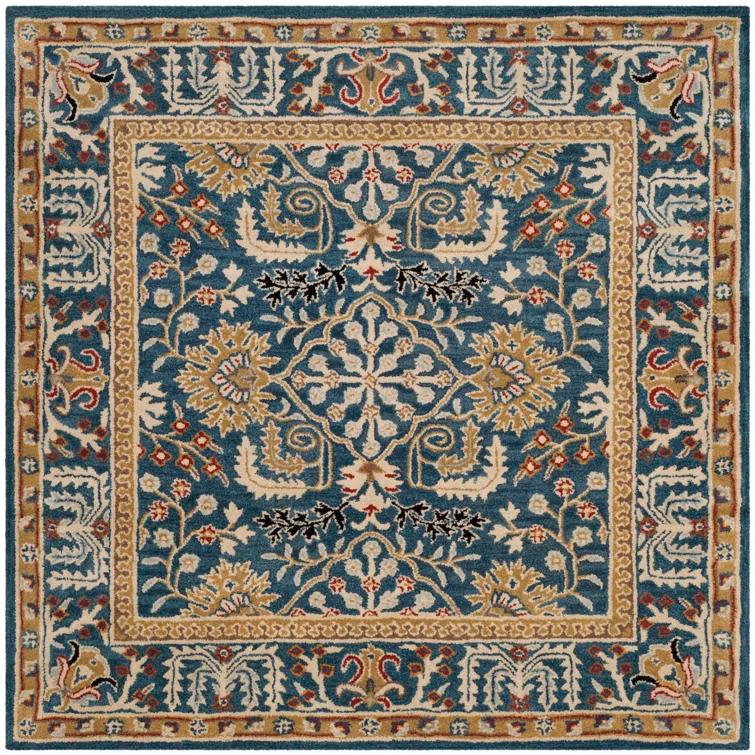 Antiquity AT64 Hand Tufted Area Rug - Dark Blue/Multi - 4'x4' - Safavieh.