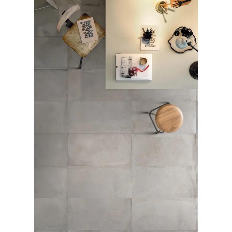 Borigni™ 35" x 35" Porcelain Concrete Look Wall & Floor Tile