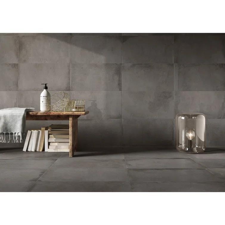 Borigni™ 35" x 35" Porcelain Concrete Look Wall & Floor Tile