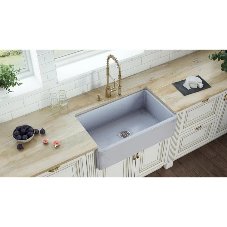 Ruvati 33 inch Fireclay Farmhouse Apron-Front Kitchen Sink Reversible