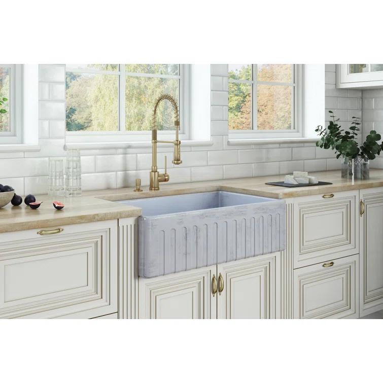 Ruvati 33 inch Fireclay Farmhouse Apron-Front Kitchen Sink Reversible