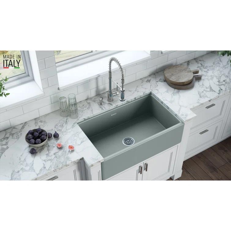 Ruvati 33 inch Fireclay Farmhouse Apron-Front Kitchen Sink Reversible
