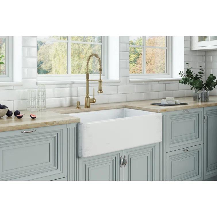 Ruvati 33 inch Fireclay Farmhouse Apron-Front Kitchen Sink Reversible