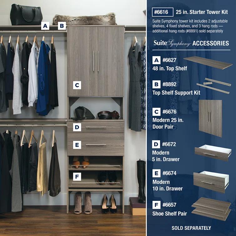 SuiteSymphony 60" W - 120" W Closet System Starter Kit