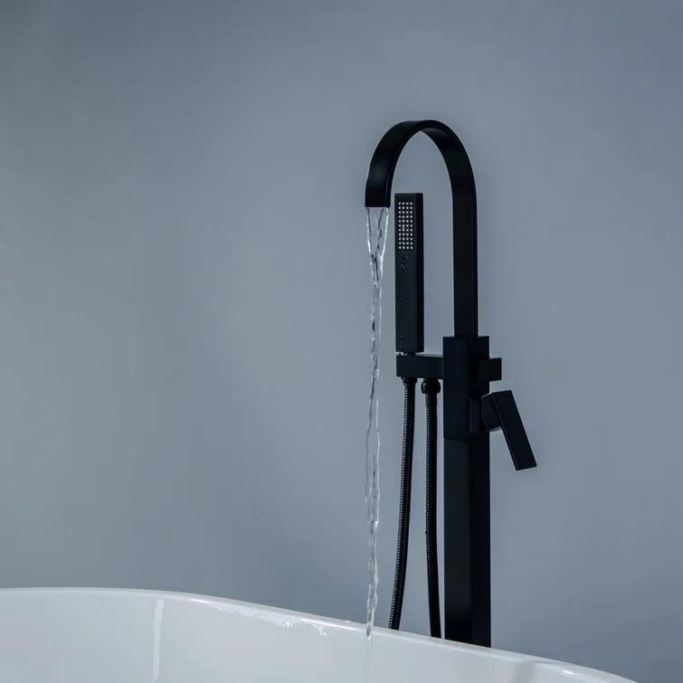 1 Handle Floor Clawfoot Tub Faucet with Diverter