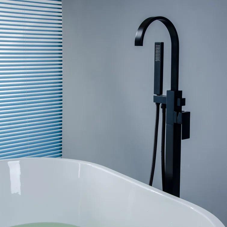 1 Handle Floor Clawfoot Tub Faucet with Diverter
