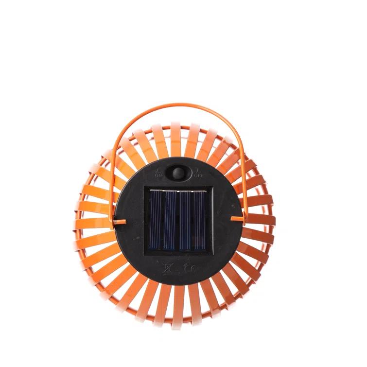 9.75" Metal Woven Solar Powered  Outdoor Hanging Lantern
