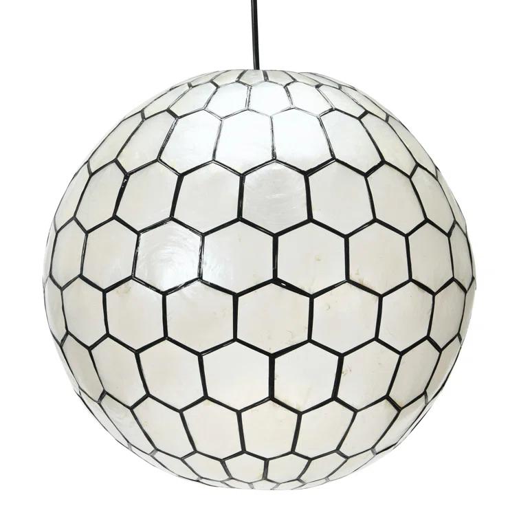 Storied Home 20"x19" Capiz Honeycomb Globe Pendant Light: ETL Listed, UL Certified, Metal Body