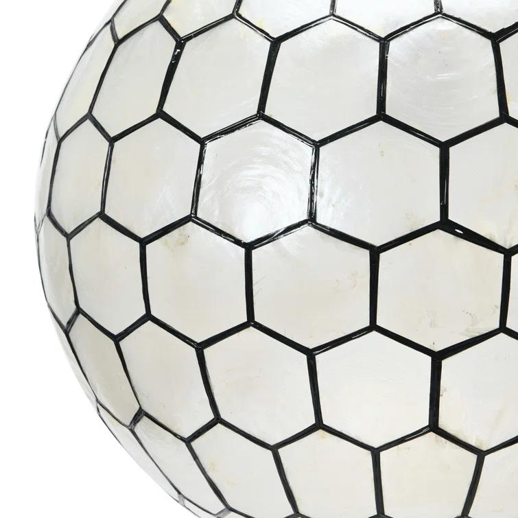 Storied Home 14"x13" Capiz Honeycomb Globe Pendant Light Capiz White Seashells Black: Artisan Crafted, ETL & UL Listed