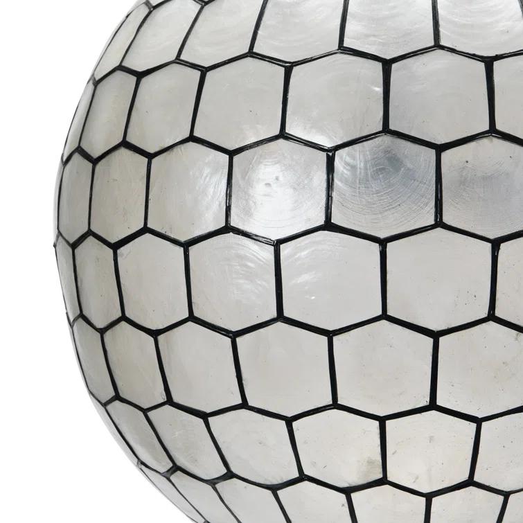 Storied Home 20"x19" Capiz Honeycomb Globe Pendant Light: ETL Listed, UL Certified, Metal Body