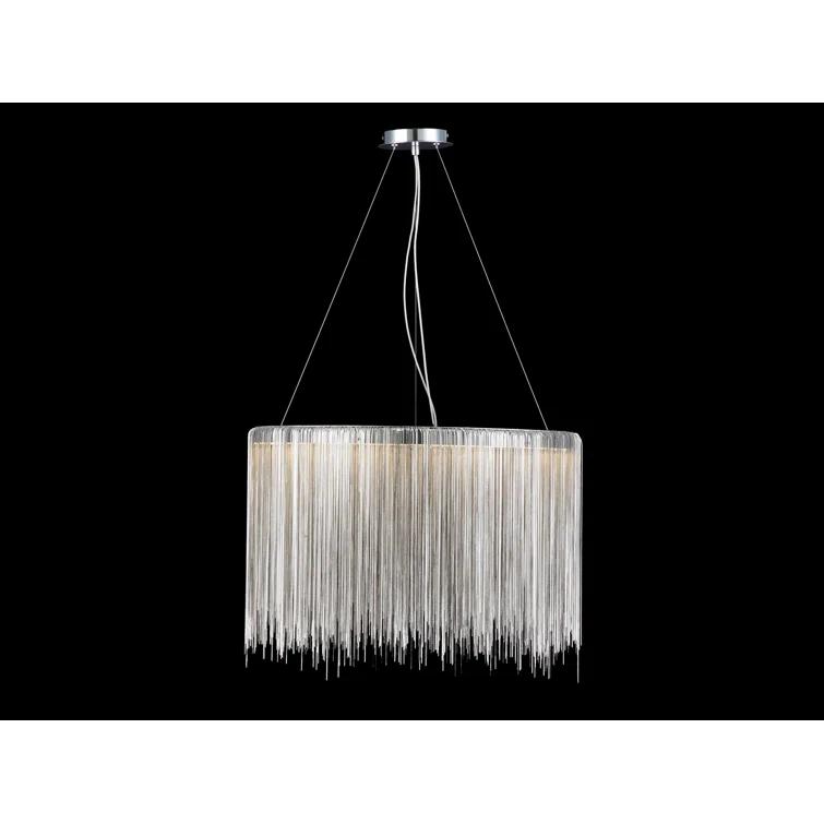 Elegant Chrome 24" LED Chandelier with Flowing Jewelry Chains