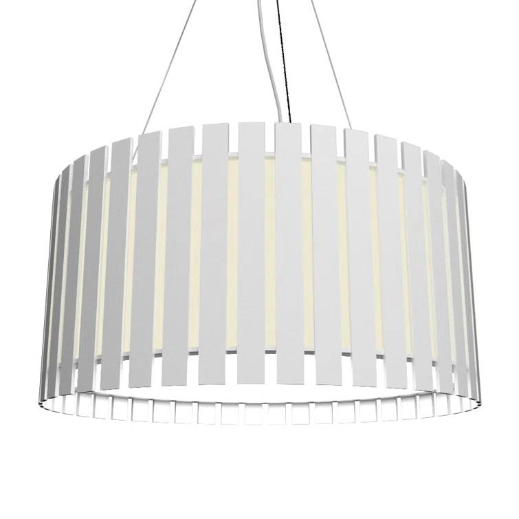 Louro Freijo Slatted Drum Chandelier with Acrylic Diffuser