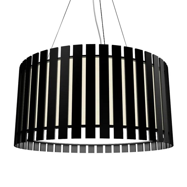 Louro Freijo Slatted Drum Chandelier with Acrylic Diffuser