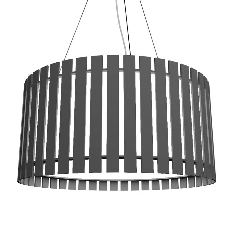 Louro Freijo Slatted Drum Chandelier with Acrylic Diffuser