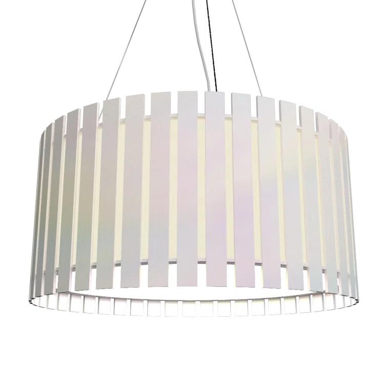 Louro Freijo Slatted Drum Chandelier with Acrylic Diffuser