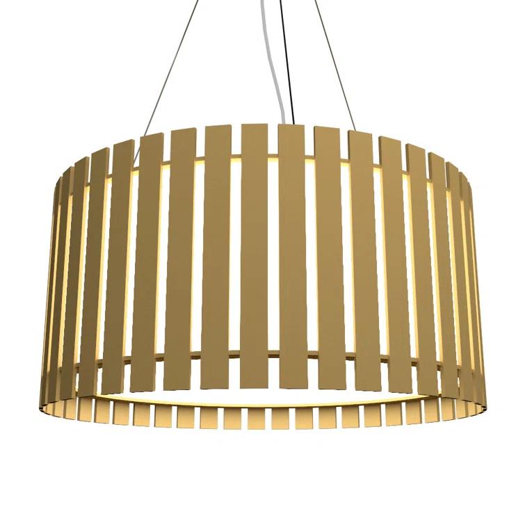 Louro Freijo Slatted Drum Chandelier with Acrylic Diffuser
