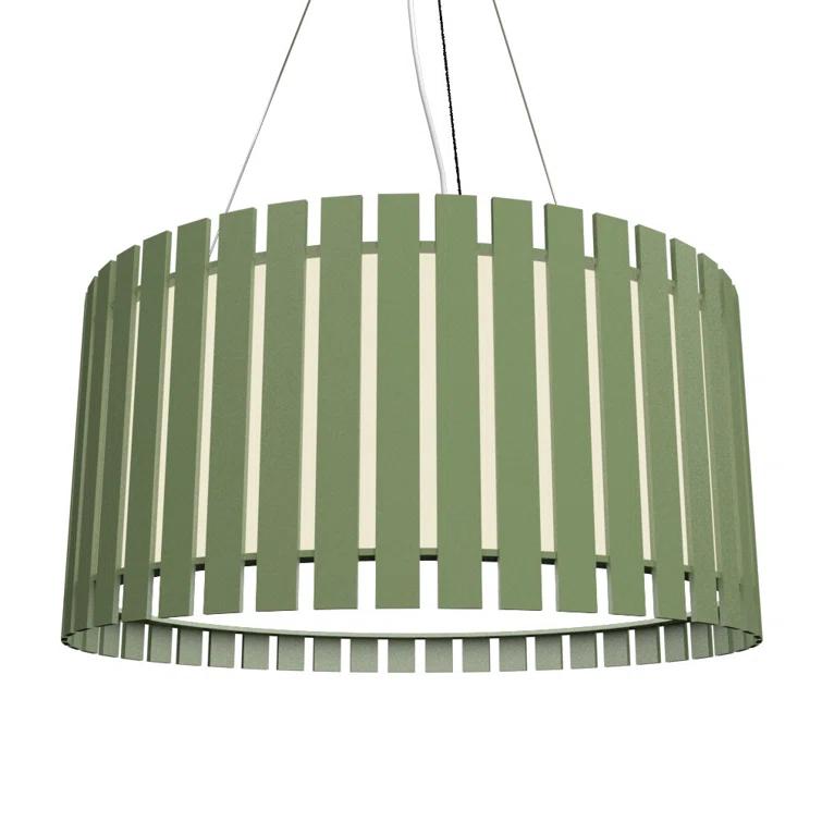 Louro Freijo Slatted Drum Chandelier with Acrylic Diffuser