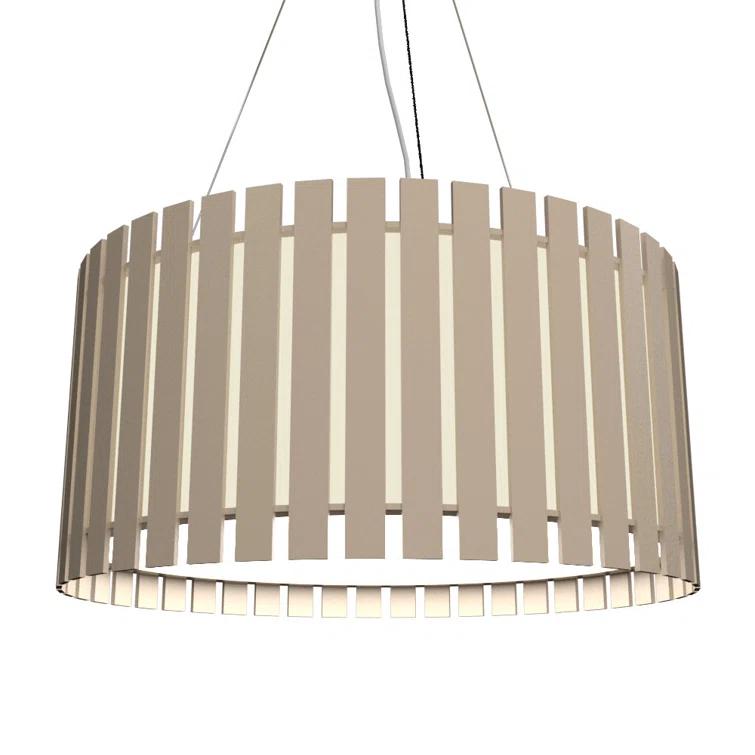 Louro Freijo Slatted Drum Chandelier with Acrylic Diffuser