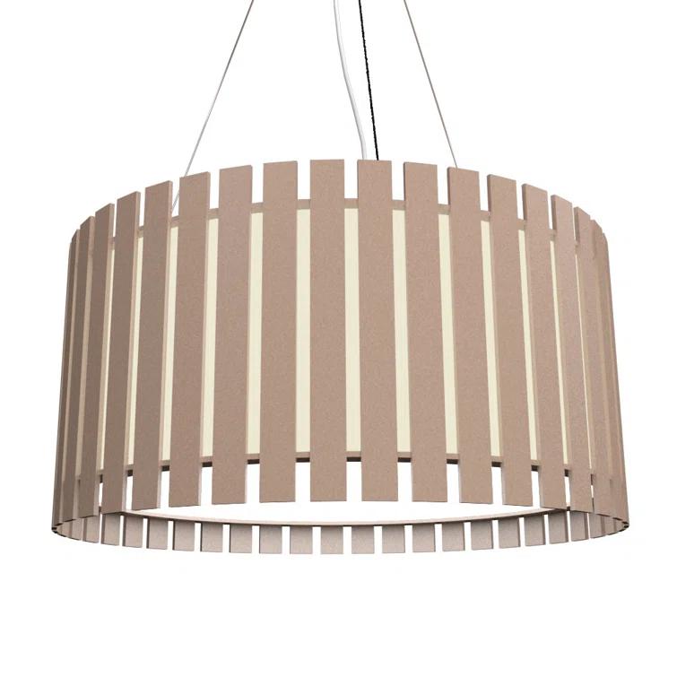 Louro Freijo Slatted Drum Chandelier with Acrylic Diffuser