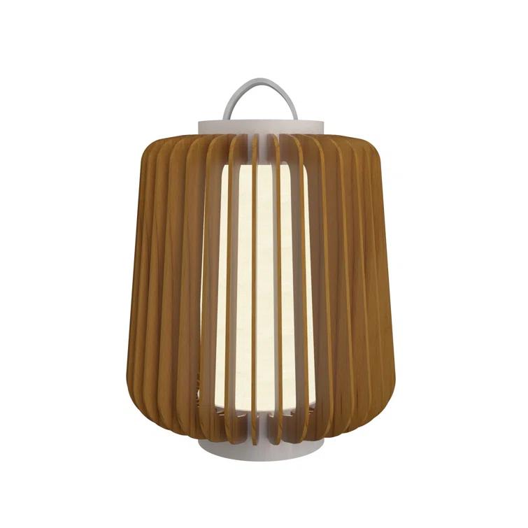 Teak Wood Veneer 15.43" Contemporary Table Lamp