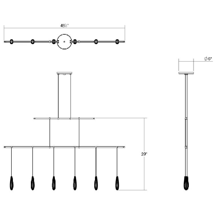 Suspenders 6 - Light Satin Black LED Kitchen Island Pendant