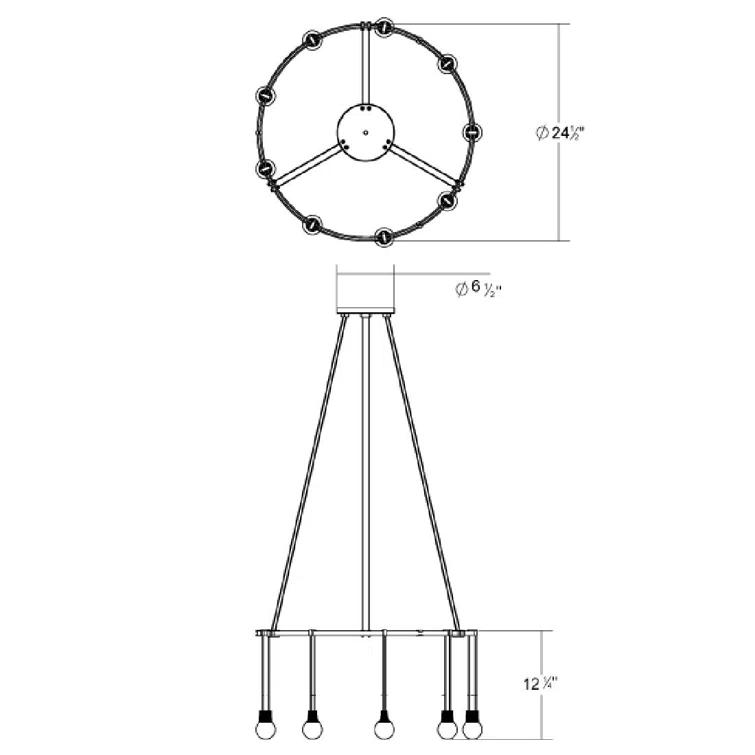 SONNEMAN Suspenders 9 - Light Dimmable LED Wagon Wheel Chandelier