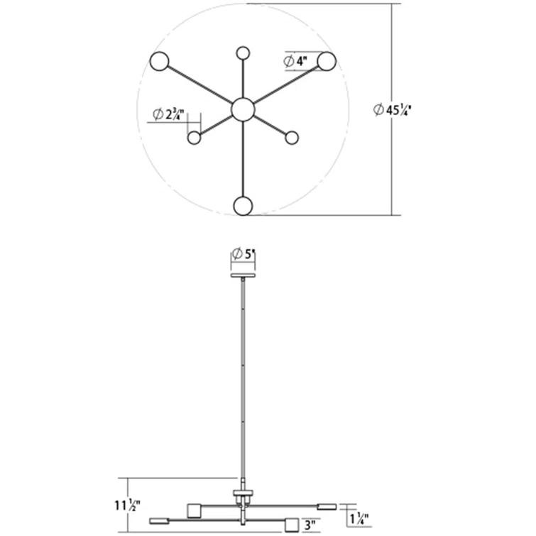 Counterpoint 6 - Light Dimmable LED Sputnik Modern Linear Chandelier