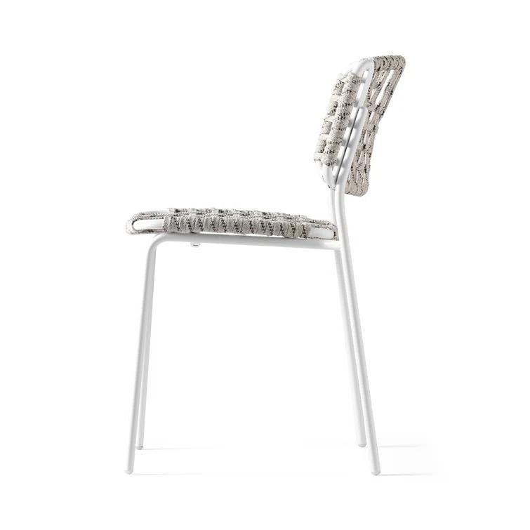 Yo Outdoor Chair with Woven Seat and Metal Frame