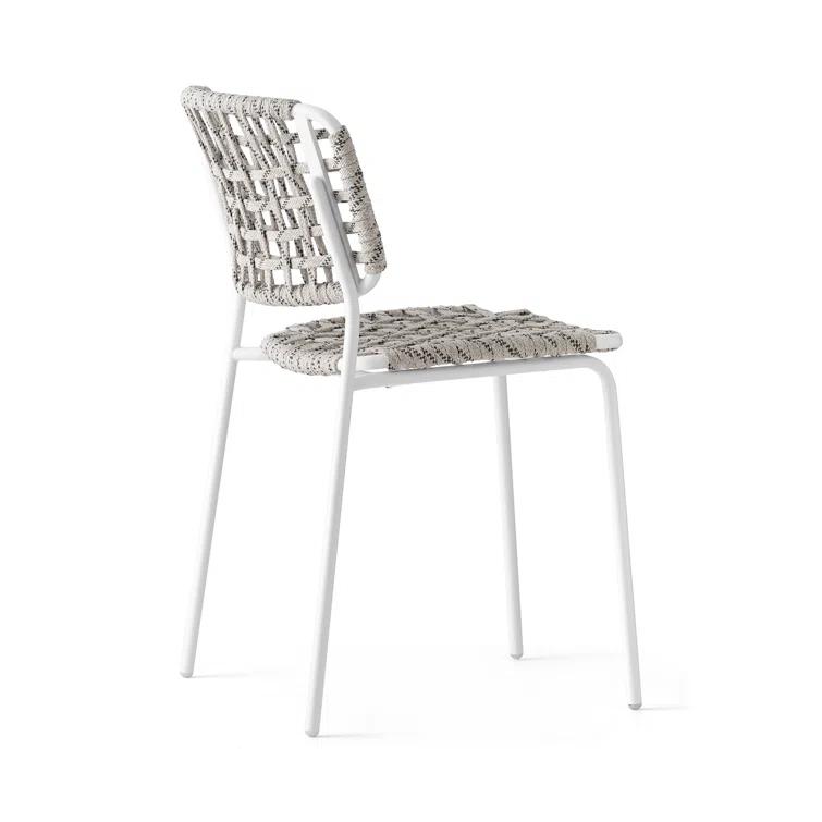 Yo Outdoor Chair with Woven Seat and Metal Frame