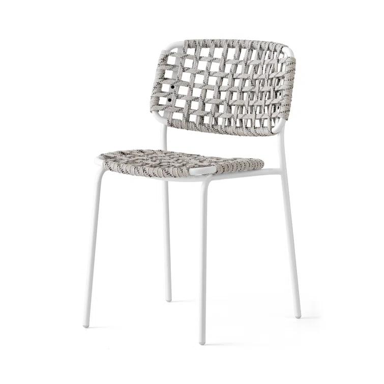 Yo Outdoor Chair with Woven Seat and Metal Frame
