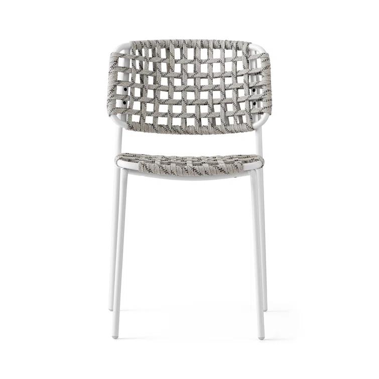 Yo Outdoor Chair with Woven Seat and Metal Frame