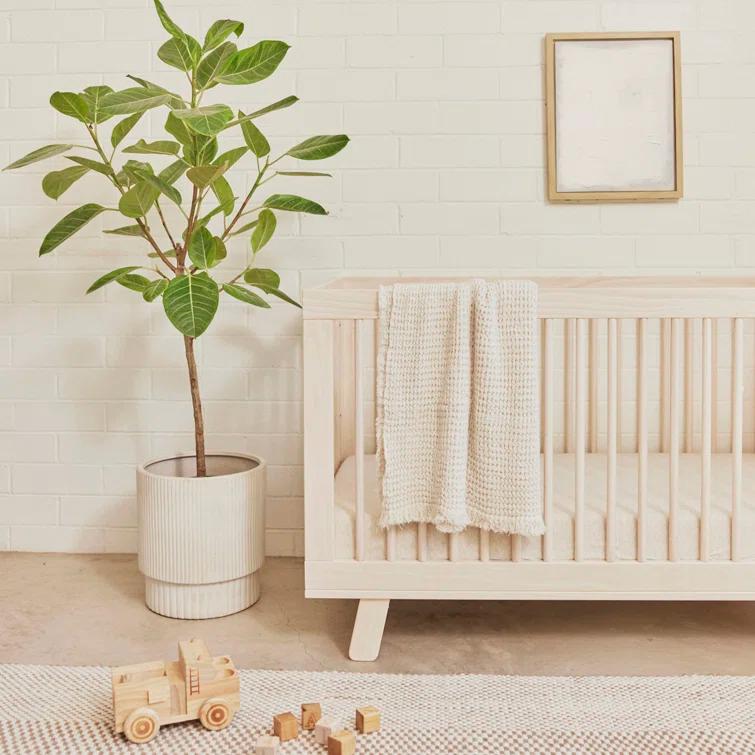 Babyletto Hudson Washed Natural Wood 3-in-1 Convertible Baby Crib with Toddler Bed Conversion Kit