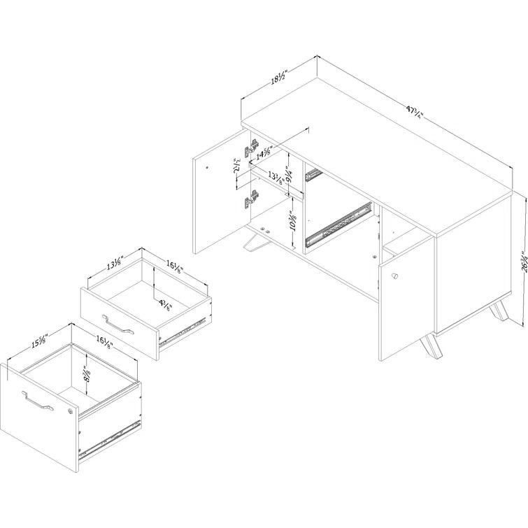 Kauan 47.75'' Wide 2 - Drawer Filing Credenza
