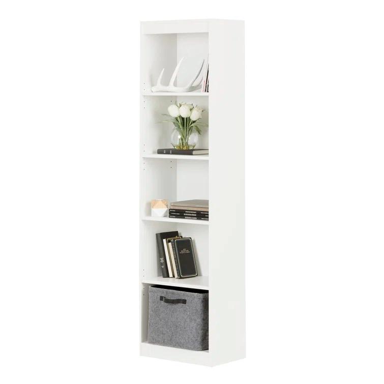 Axess Narrow 5-Shelf Narrow Bookcase Pure White