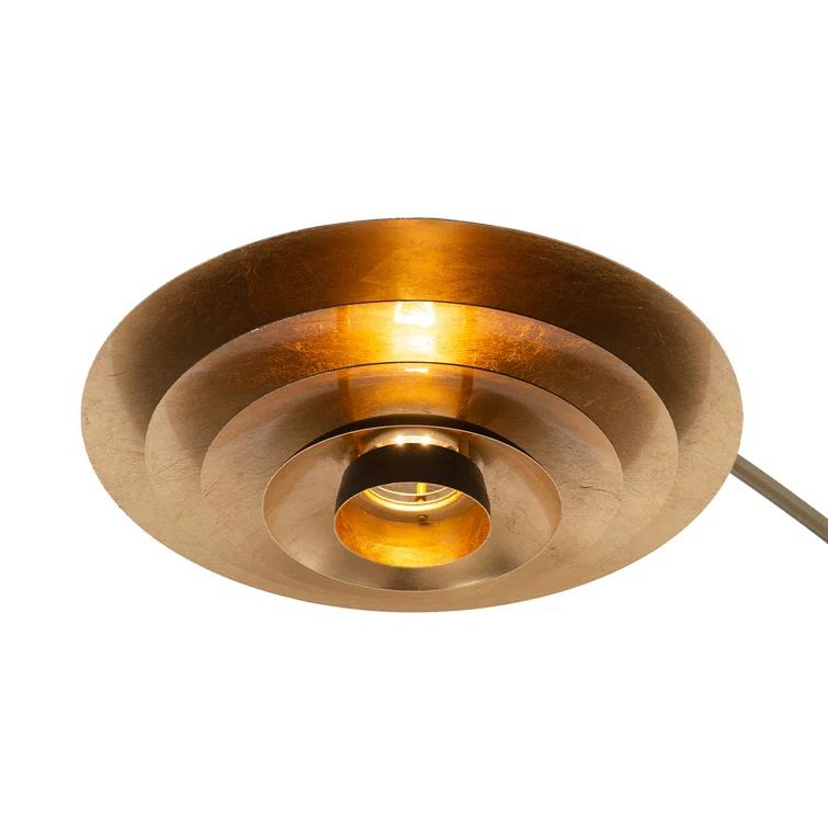 Rancho Mirage 1 Light Arc Floor Lamp - 86", Weathered Brass finish, Matte Black & Gold Leaf Shade, M