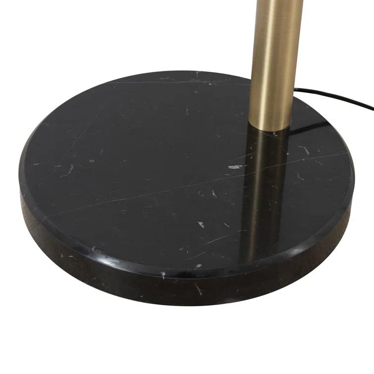 Rancho Mirage 1 Light Arc Floor Lamp - 86", Weathered Brass finish, Matte Black & Gold Leaf Shade, M