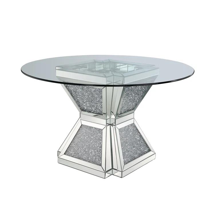 Round Glass Top Metal Base Dining Table