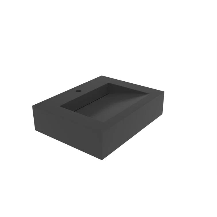 Pyramid 24" Wall-Mounted Modern Bathroom Sink with Ramp Basin