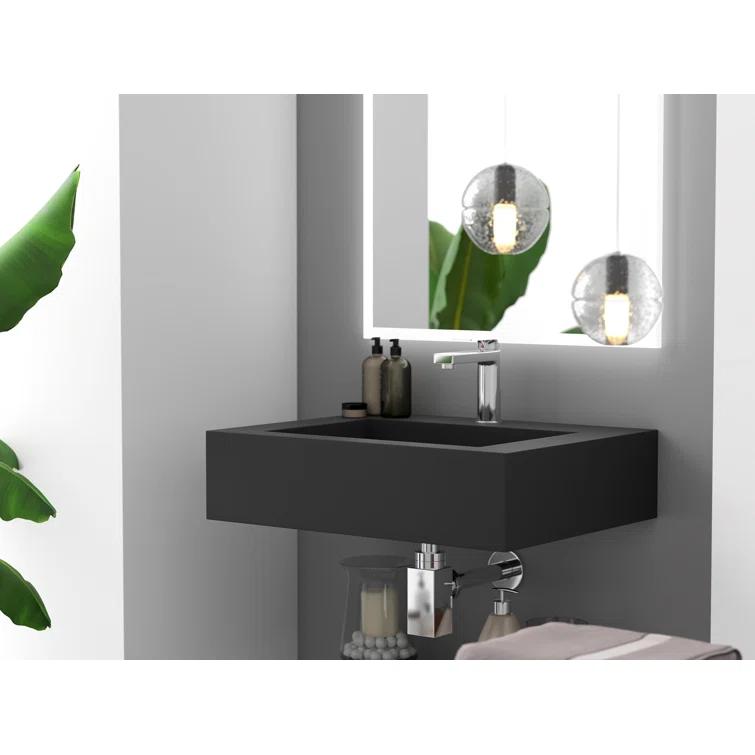 Pyramid 24" Wall-Mounted Modern Bathroom Sink with Ramp Basin