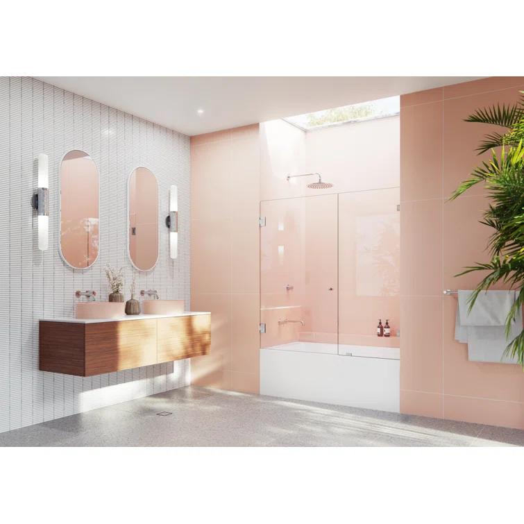 Illume 56 in. x 58.25 in. Fully Frameless Hinge Bathtub Door
