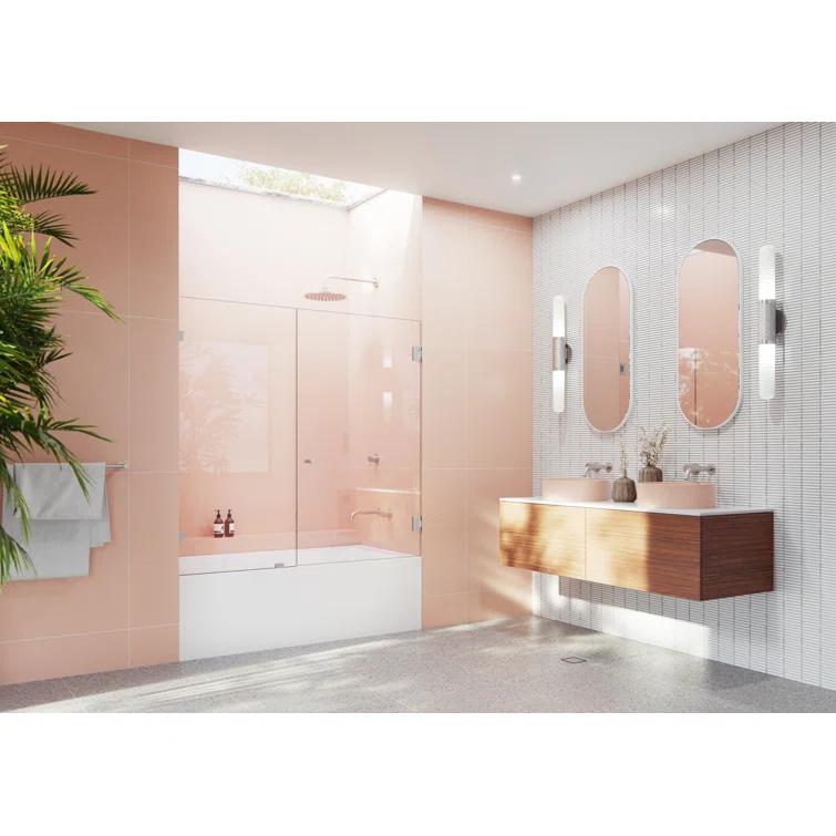 Glass Warehouse Illume 58.75 in. x 58.25 in. Fully Frameless Hinge Bathtub Door B-WH-58.75-BN