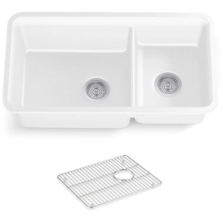 Cairn® 34" L x 18" W Double Basin Undermount with Accessories