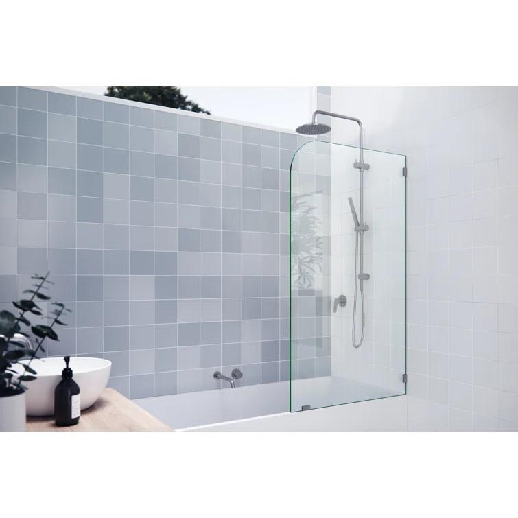 Solaris 30 in. x 58.25 in. Frameless Clear Fixed Radius Single Fixed Bath Panel