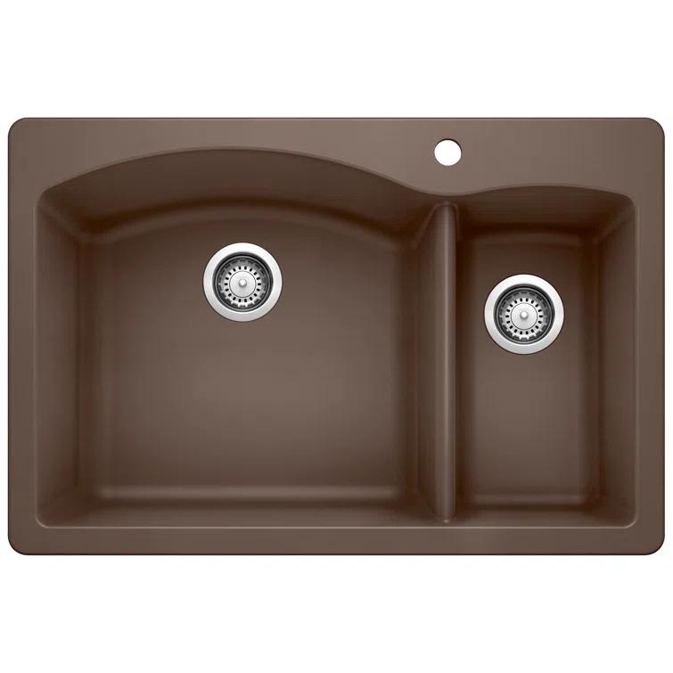 Diamond Silgranit 33" L x 22" W Double Basin Drop-In/Undermount Sink