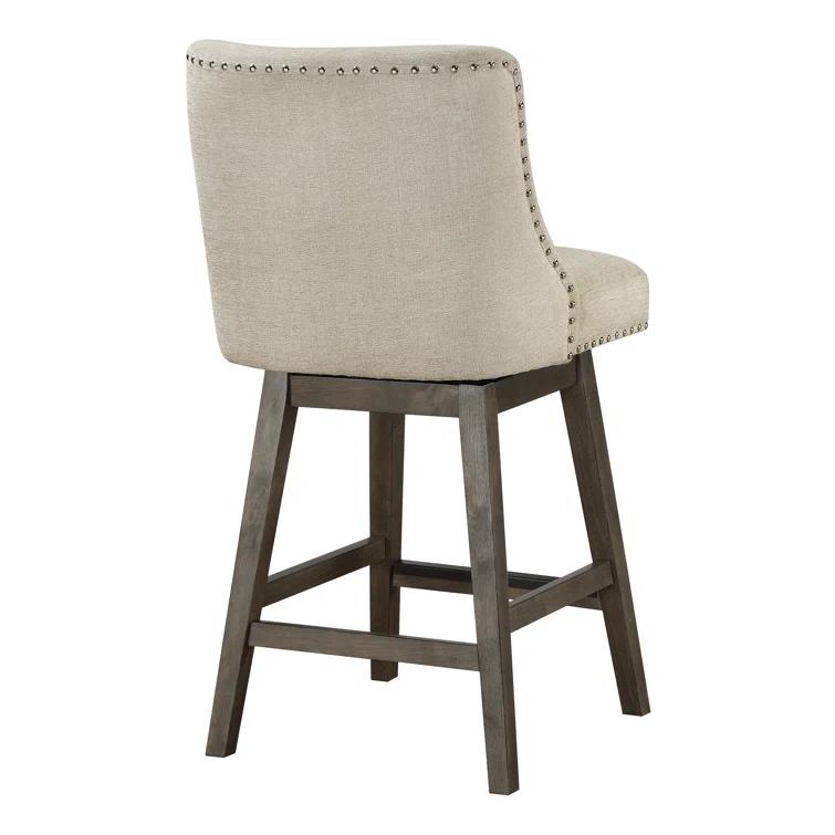 Granville Swivel Upholstered Counter Stool with Solid Wood Frame