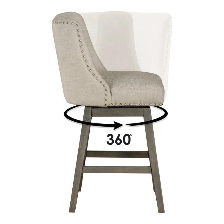 Granville Swivel Upholstered Counter Stool with Solid Wood Frame