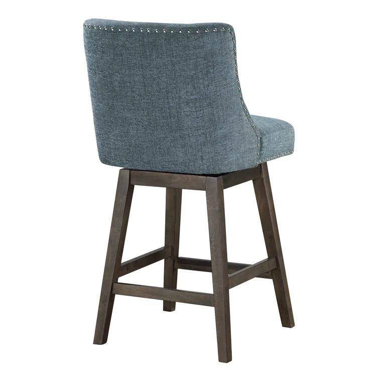 Granville Swivel Upholstered Counter Stool with Solid Wood Frame