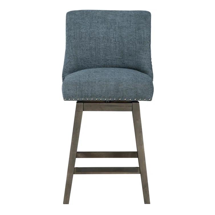 Granville Swivel Upholstered Counter Stool with Solid Wood Frame